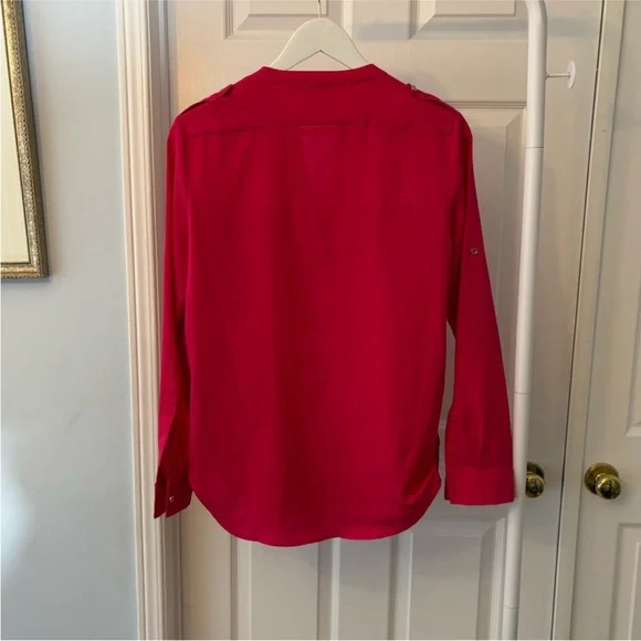 Calvin Klein Fuchsia Pink Gold Button Down Blouse Size Small - Picture 5 of 10